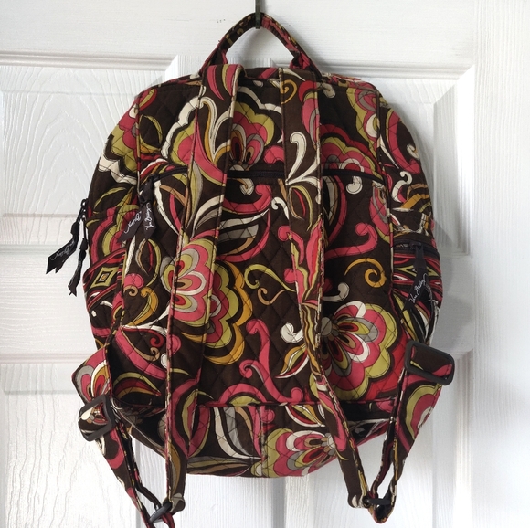 Vera Bradley Backpack Pucinni Floral Paisley Pattern Brown, Pink, and Green - Picture 2 of 12
